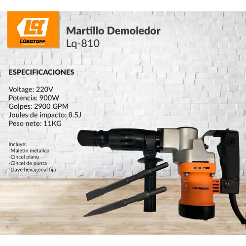 Martillo Demoledor Sds Max 8.5j 11kg Lusqtoff Tipo Makita - Imagen 2