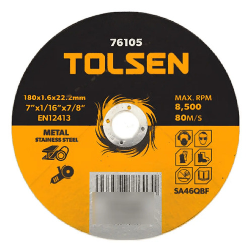 Disco De Corte Metal Y Acero Inoxidable Tolsen 7 Pulgadas Sc