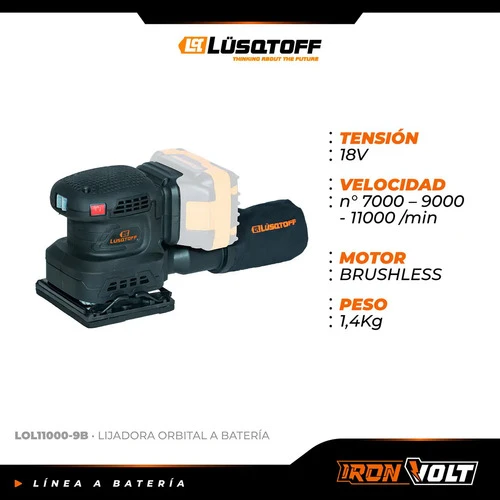 Lijadora Orbital 1/4 Inalambrica Lusqtoff Black Series Frecuencia 50 Hz Lol11000-9b Negro - Imagen 2