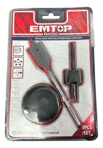Set Instalacion Cerradura 3pcs Ekhs302 Emtop - Imagen 3