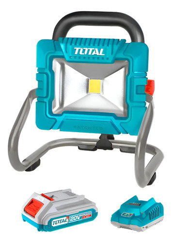 Reflector Portátil Led 20v 20w Total + Guantes + Lentes
