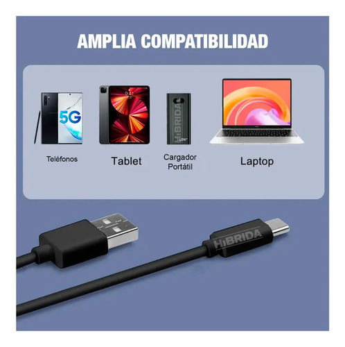 Cable Usb Tipo C Cargador Celular Pc Laptop Wadfow Wub1501 - Imagen 5
