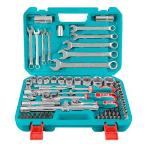Juego De Dados Total Industrial, Tubos, Llaves Crique Y Puntas, 94 Piezas, Encastre 1/2'' Y 1/4'' - Incluye Maletín Plástico - Tht421802 Turquesa