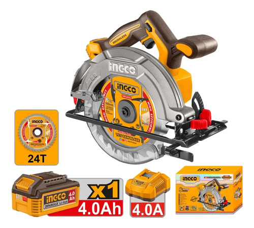 Sierra Circular A Bateria 4.0ah 20v 165mm Ingco Csli16523 - Imagen 2