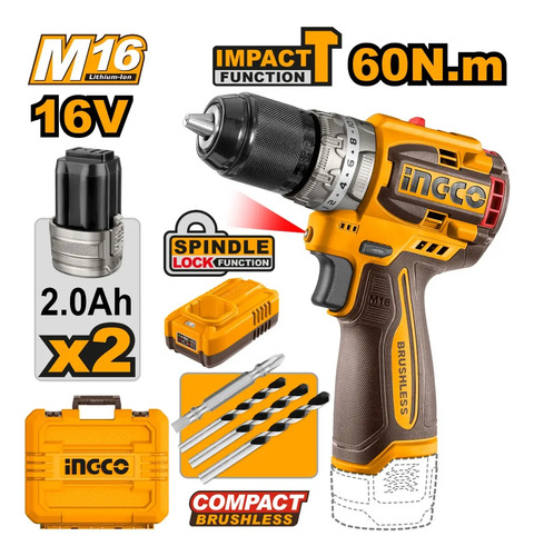 Taladro Atornillador C/percutor 16v M16 60nm Cidli16682 - Imagen 2