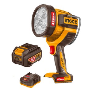 Linterna 42v 50w 2 Bateria 2ah Cargador Ingco Cwli42896 Blanco Amarillo