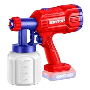 Pistola De Pintar Inalámbrica Emtop 800ml Modelo Elsg2002 Roja Azul Rojo Y Azul