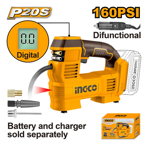 Compresor De Aire 160psi 11bar P20s S/bat Ingco Cacli2012 Naranja Claro 694 Monofásica - Imagen 2
