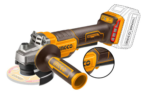 Amoladora A Bateria 20v P20s 4 1/2 Ingco Con Interruptor