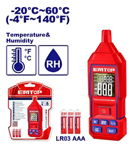 Medidor Humedad Y Temperat.dig Emtm35031 Emtop - Imagen 2