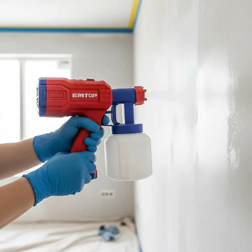 Pistola De Pintar Inalámbrica Emtop 800ml Modelo Elsg2002 Roja Azul Rojo Y Azul - Imagen 3