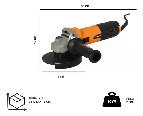 Mini Amoladora Angular Lusqtoff 720w Electrica 115mm 4.1/2 Color Naranja Frecuencia 50Hz - Imagen 10