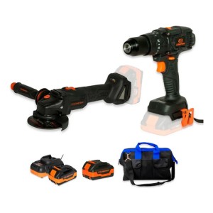 Kit Taladro Percutor + Amoladora Angular + Baterias Lusqtoff