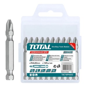 Set 10 Puntas Ph2 Magnetico P/ Atornillador Industrial Total