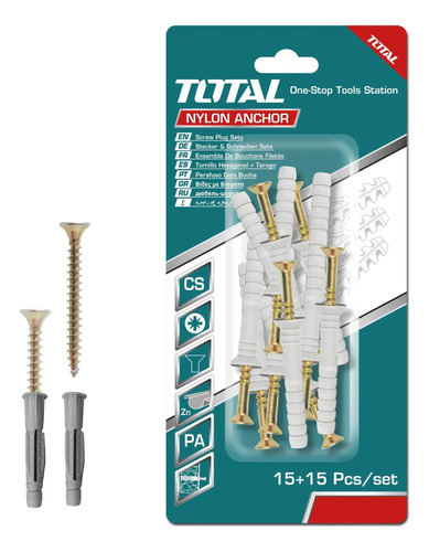 Set 10 Tornillos Cabeza Plana Pz 50mm + 10 Tarugos 8mm