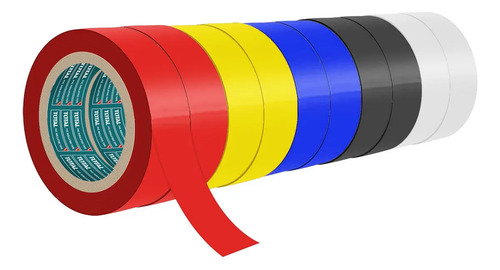 Pack 10 Rollos Cinta Aisladora Total 18x0.13mm X 20mt C/u