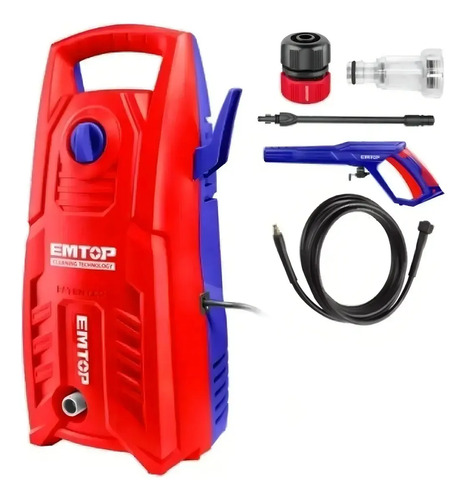 Hidrolavadora 130bar Autostop 1400w Emtop Color Rojo