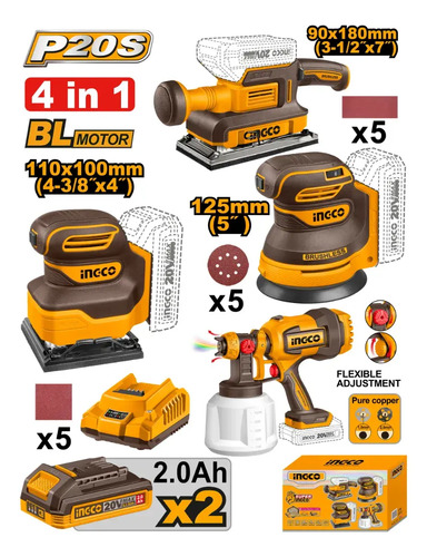 Kit Combo A Bateria P20s Brushless Ingco Cosli250383 - Imagen 2