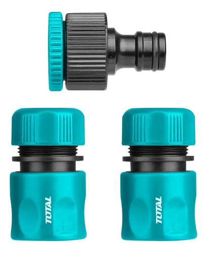Kit De 3 Conectores Acople Rapido Para Mangueras 1/2'' 3/4'' Color Turquesa