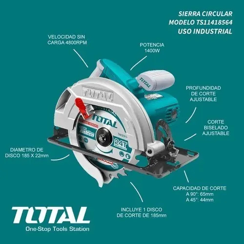 Sierra Circular Total 1400w 7.1/4' Disco Corte Ts11418526 - Imagen 3
