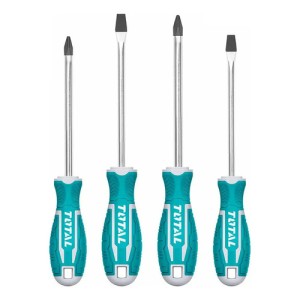 Set, Juego De 4 Destornilladores Total, Imantados - Chatos, Phillips - THT250604