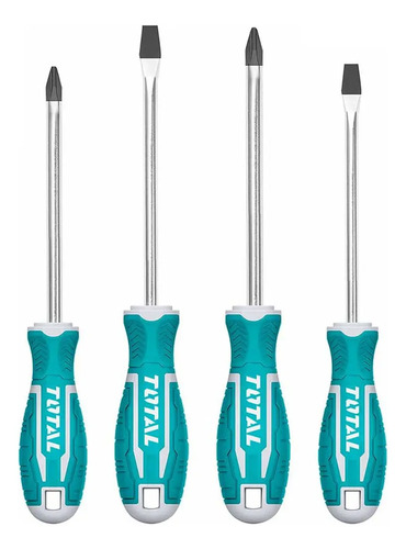 Set, Juego De 4 Destornilladores Total, Imantados - Chatos, Phillips - THT250604