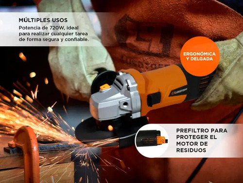 Mini Amoladora Angular Lusqtoff 720w Electrica 115mm 4.1/2 Color Naranja Frecuencia 50Hz - Imagen 8