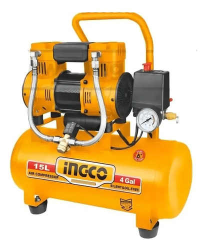 Compresor 15lt 1.5hp Libre De Aceite Bajo Ruido Ingco Acs11 Naranja Oscuro 50 Hz /60 Hz Monofásica