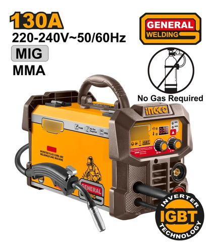 Soldadora Inverter Fcaw Mig/mma 130a 220-240v Ingco Fc13018 - Imagen 3