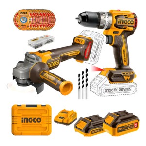 Combo Atornillador C Percutor + Amoladora + 2 Bat Carg