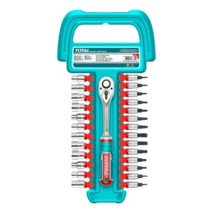 Juego De Dados, Tubos Y Llave Crique Total, 27 Piezas, Encastre 1/4'' - Tht141271 Turquesa
