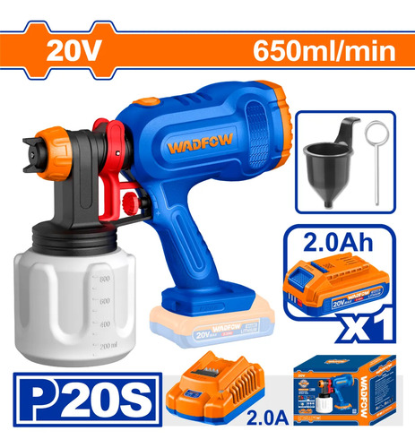 Pistola De Pintar Bateria 20v 650ml/min 2ah Wadfow Wsu30664 Azul - Imagen 2