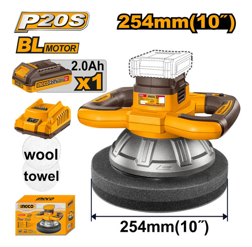 Lustra Pulidora 254mm Copli2025481 P20s 20v Ingco - Imagen 2