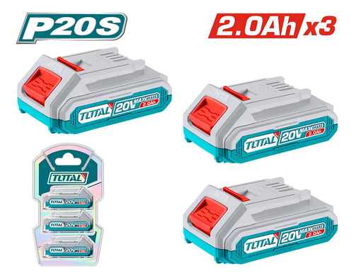 Set, 3 Baterías 20v Total Litio Ion 2.0ah - Línea P20s Total - Imagen 2