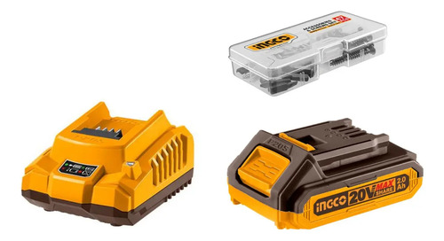 Taladro Atornillador 55nm Incluye Bateria Y Cargador Ingco Color Amarillo - Imagen 2