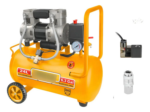 Compresor 24lt 1.5hp Libre De Aceite Bajo Ruido Ingco
