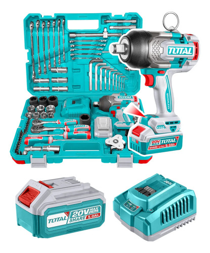 Set 126 Piezas Llave De Impacto 20v 3/4 Accesorios Total