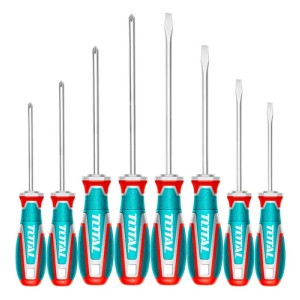 Set, Juego De 8 Destornilladores Total, Imantados - Chatos, Phillips - TKSDS0846