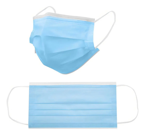 Tapabocas Total, Mascarilla, Barbijo Descartable, Triple Capa - 100 Unidades Celeste