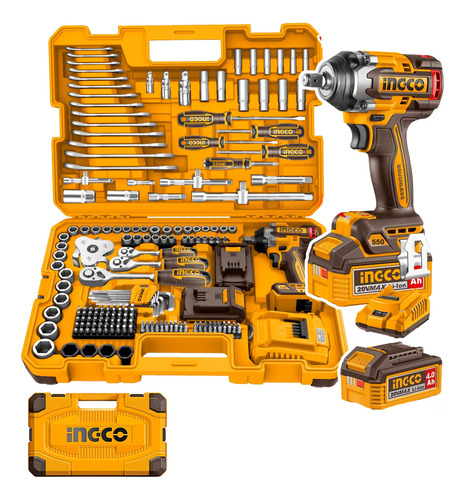Set 172 Herramientas Combinadas Llave Impacto Bateria Ingco