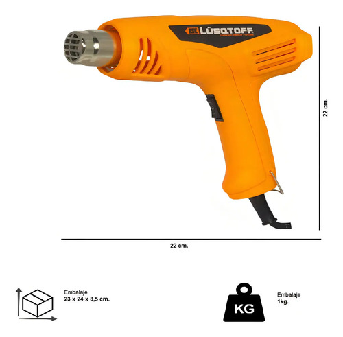 Pistola De Calor 1600w Lusqtoff Pcl1600-7 + Accesorios Color Naranja - Imagen 5