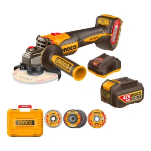 Amoladora Angular A Bateria 2 Bat 2.5ah + Cargador Ingco Amarillo 50hz/60hz