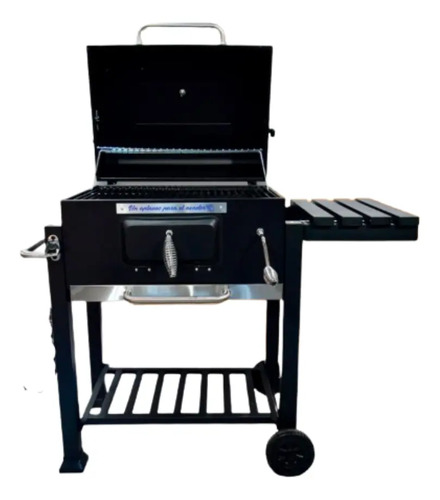 Parrillero Portaril A Carbon Con Ruerdas - 115x60x108 Cm Negro