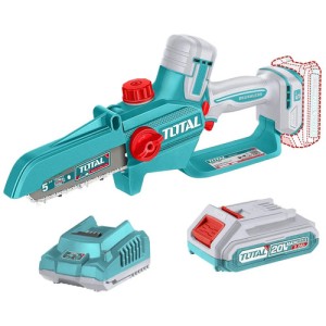 Mini Motosierra De Mano Inalámbrica Total 20v, Motor Brushless, Sin Carbones - 5 Pulgadas, 130mm - Jardín, Poda - Con 1 Batería 2.0ah Litio-ion Y Cargador - Tgsli20561 Turquesa