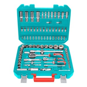 Juego De Dados Total Industrial, Tubos, Llaves Crique Y Puntas, 94 Piezas, Encastre 1/2'' Y 1/4'' - Incluye Maletín Plástico - Tht421942 Turquesa