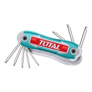 Juego De 8 Llaves Allen Total Punta Bola, 2mm - 8mm, Plegables Tipo Navaja - Tht1061836 Turquesa