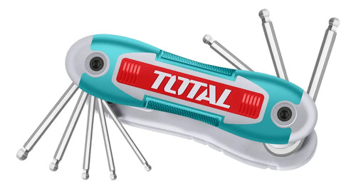 Juego De 8 Llaves Allen Total Punta Bola, 2mm - 8mm, Plegables Tipo Navaja - Tht1061836 Turquesa