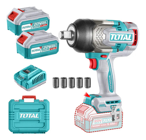 Llave De Impacto Inalámbrica Total 20v 3/4'' 2 Bat 5ah