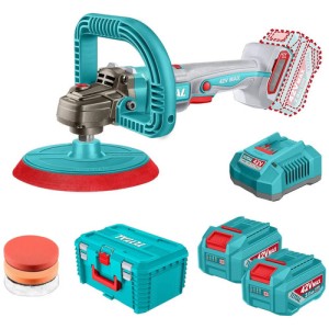 Lustra Pulidora Angular Inalámbrica Total 42v - Motor Sin Carbones - Plato Con Velcro, 7 Pulgadas, 180mm - Velocidad... Turquesa