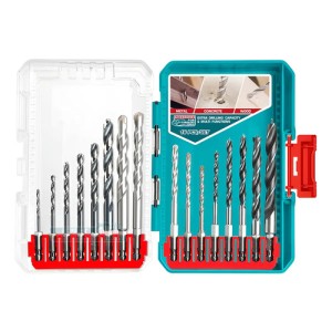 Juego De 16 Mechas Total Encastre 1/4'' Para Metal, Hormigón Y Madera, Línea Industrial, Incluye Estuche Organizador - Tacsdl11608